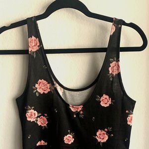 Divided  H&M Black Pink Floral Sleeveless Dress